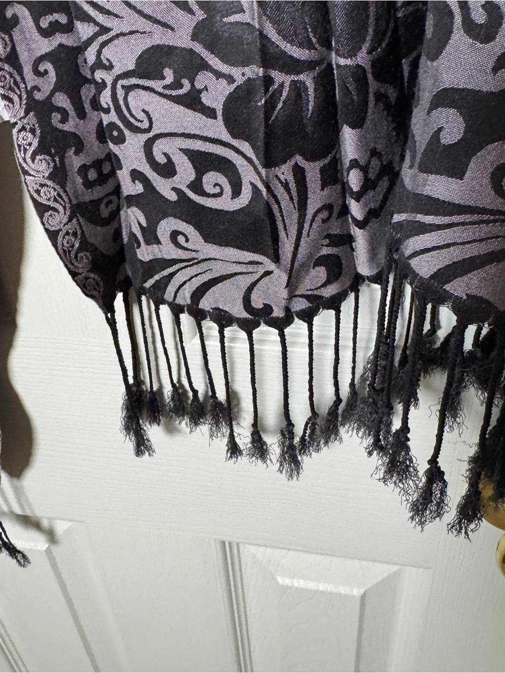 Oversized Grey & Black Paisley Pashmina Shawl Scarf Wrap Fringe 72
